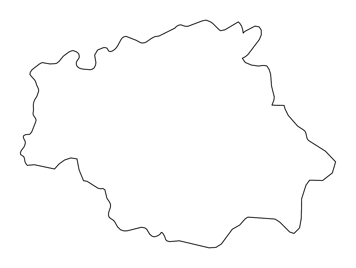 Outline map of Gers Metropolitan department, France with rivers.