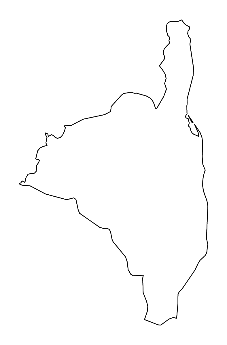 Outline map of Haute-Corse Metropolitan department, France with rivers.