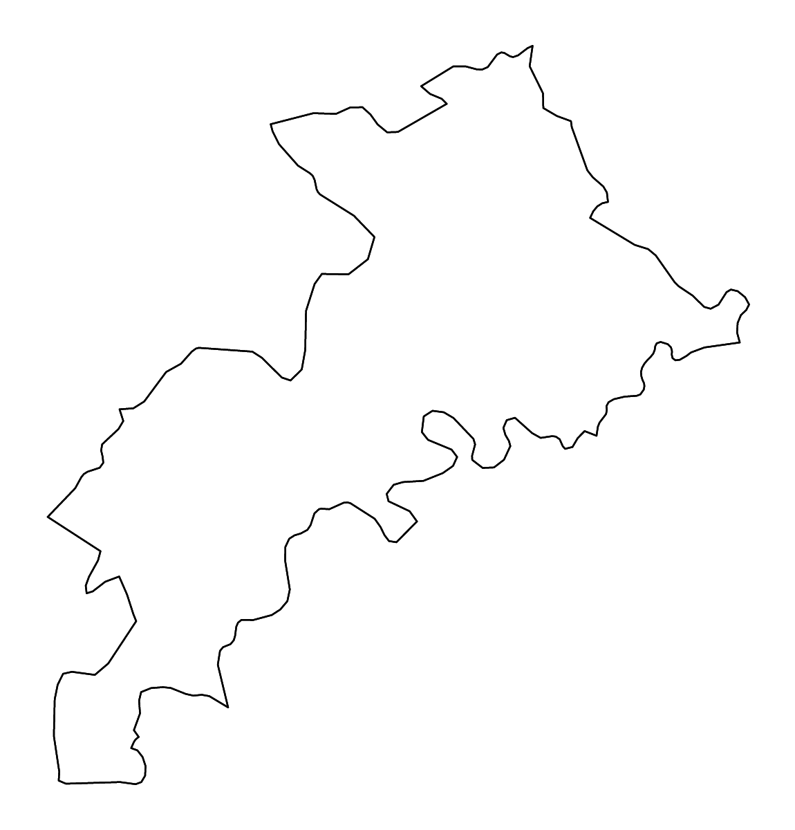 Outline map of Haute-Garonne Metropolitan department, France with rivers.