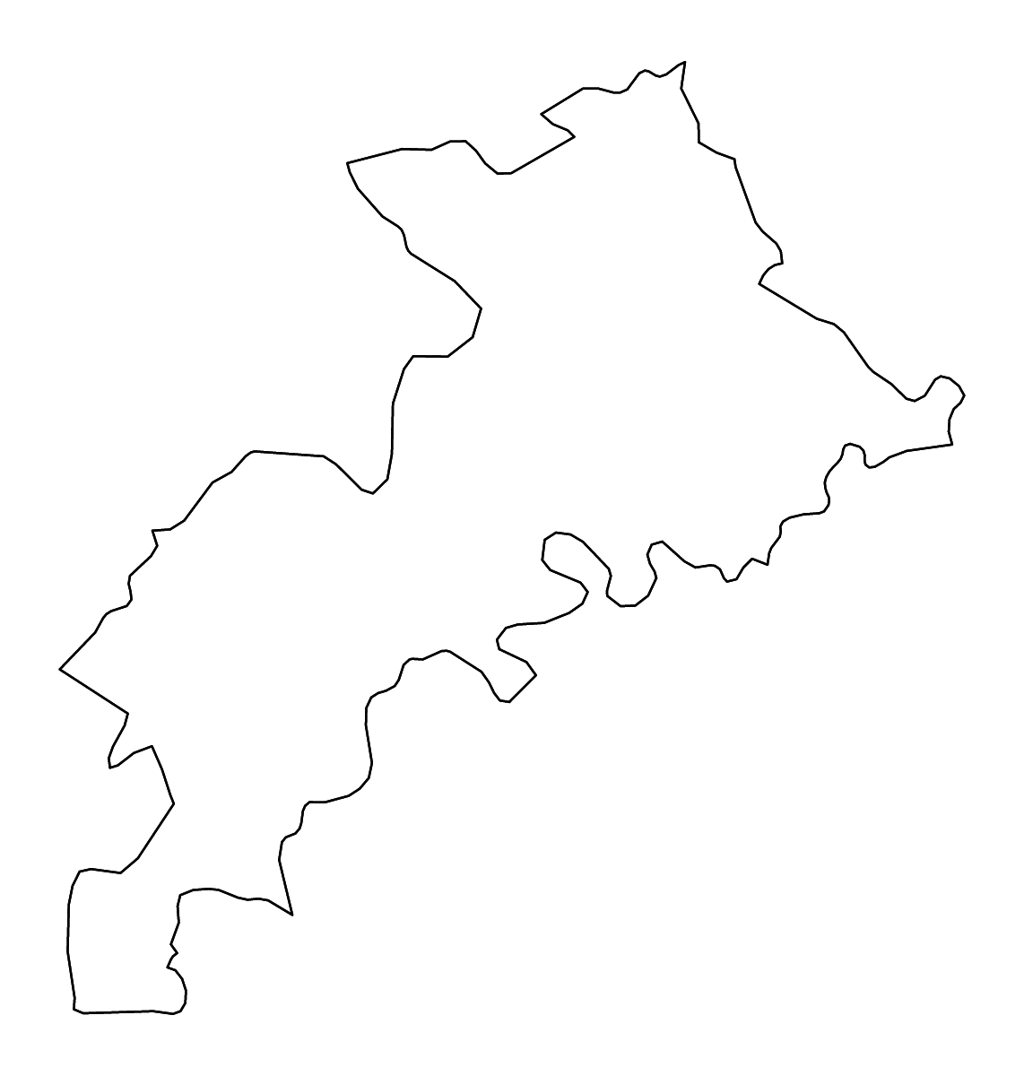 Outline map of Haute-Garonne Metropolitan department, France with rivers.