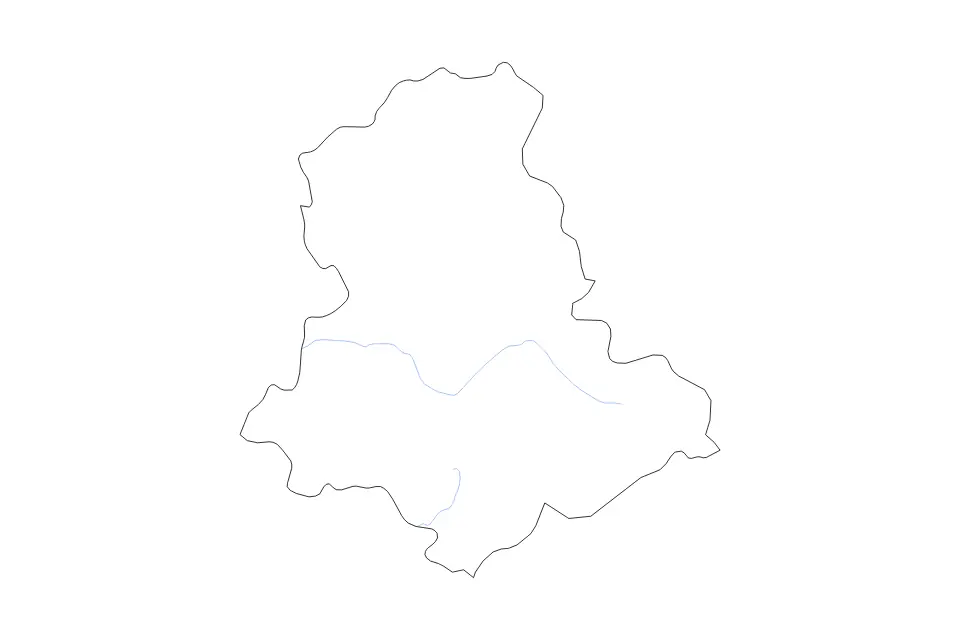 Mapa de Haute-Vienne, France de tipo contorno y ríos para Europa, con contorno y ríos con límites limpios.
