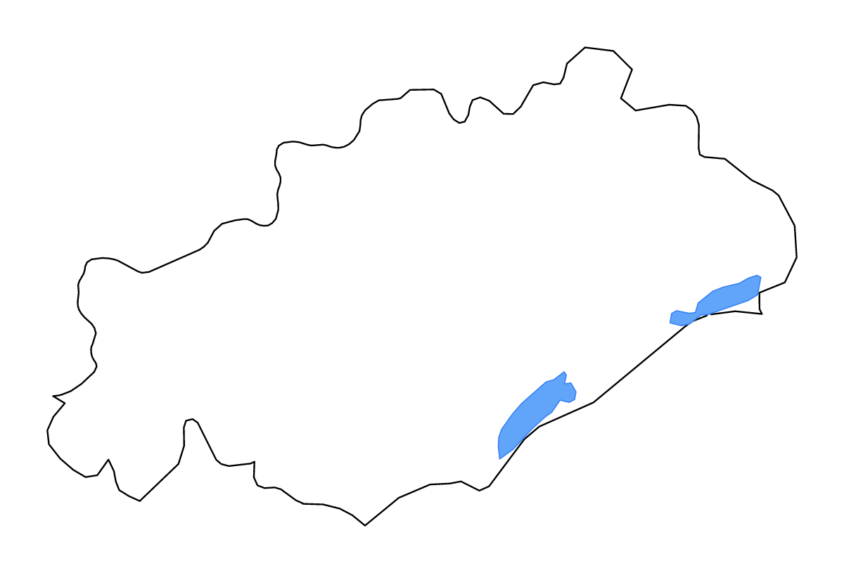 Outline map of Hérault Metropolitan department, France with lakes and rivers.