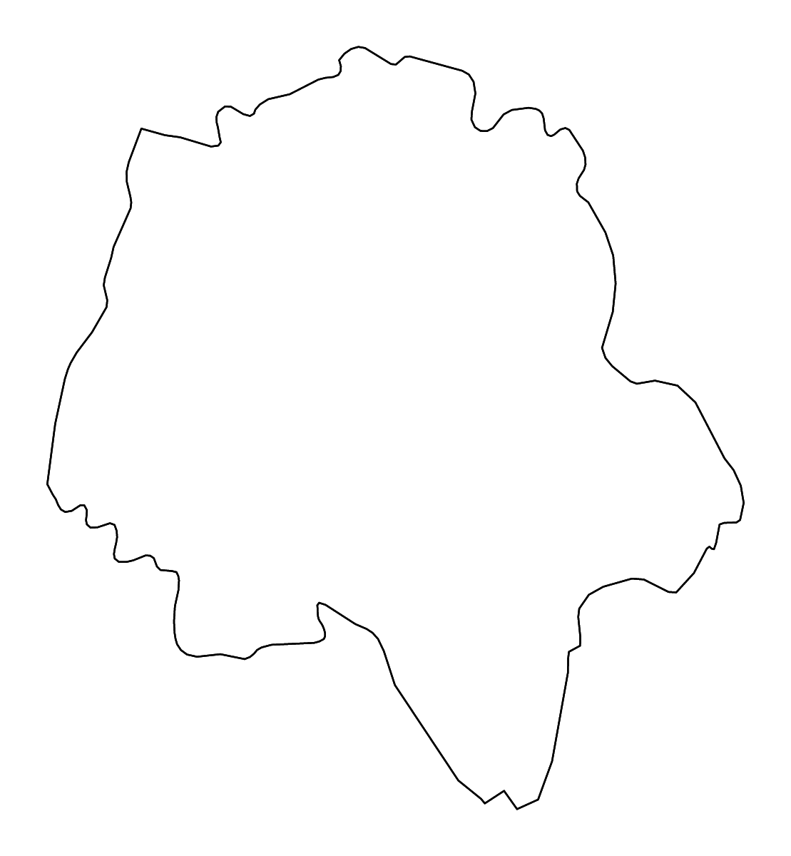 Outline map of Indre-et-Loire Metropolitan department, France with rivers.