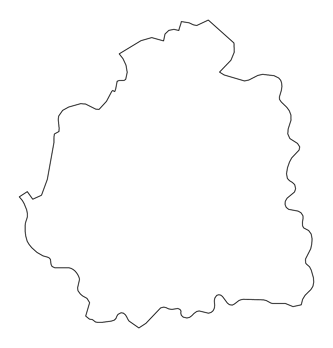 Carte de contour de Indre, France avec rivières.