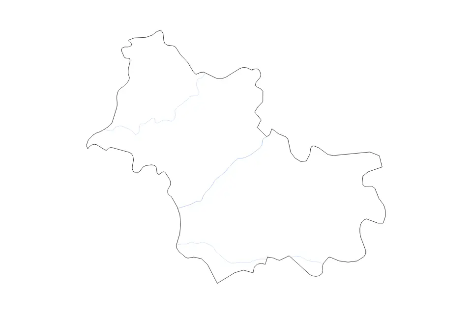Outline map of Loir-et-Cher Metropolitan department, France with subdivision borders and rivers.