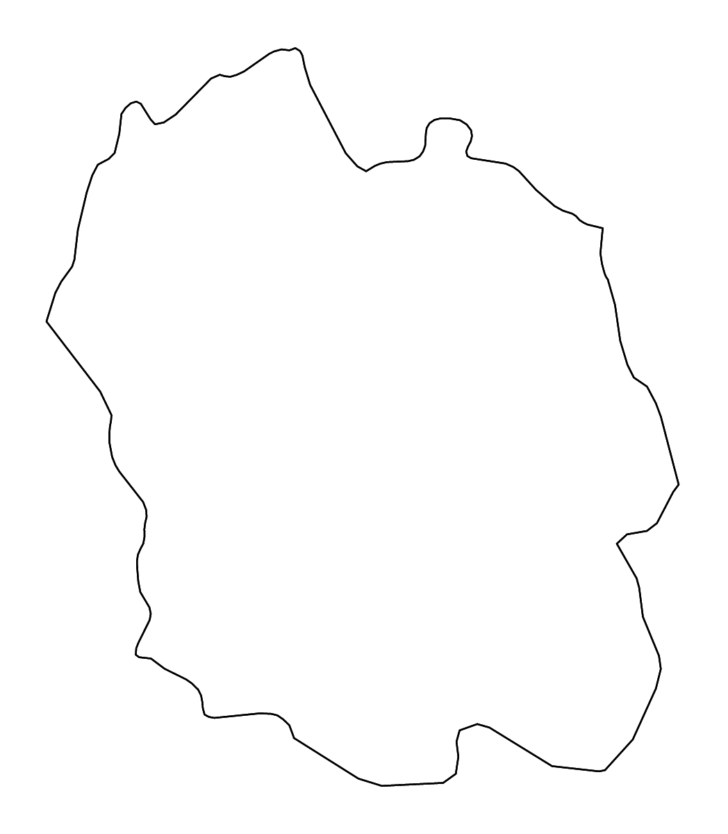 Outline map of Lozère Metropolitan department, France with rivers.
