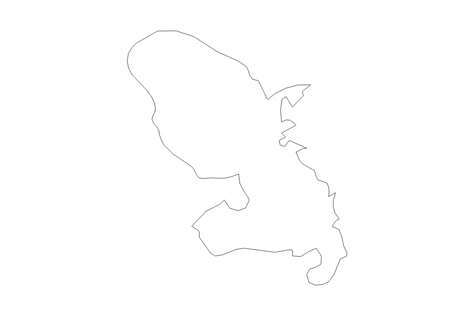 Outline map of Martinique Overseas department, France with subdivision borders.