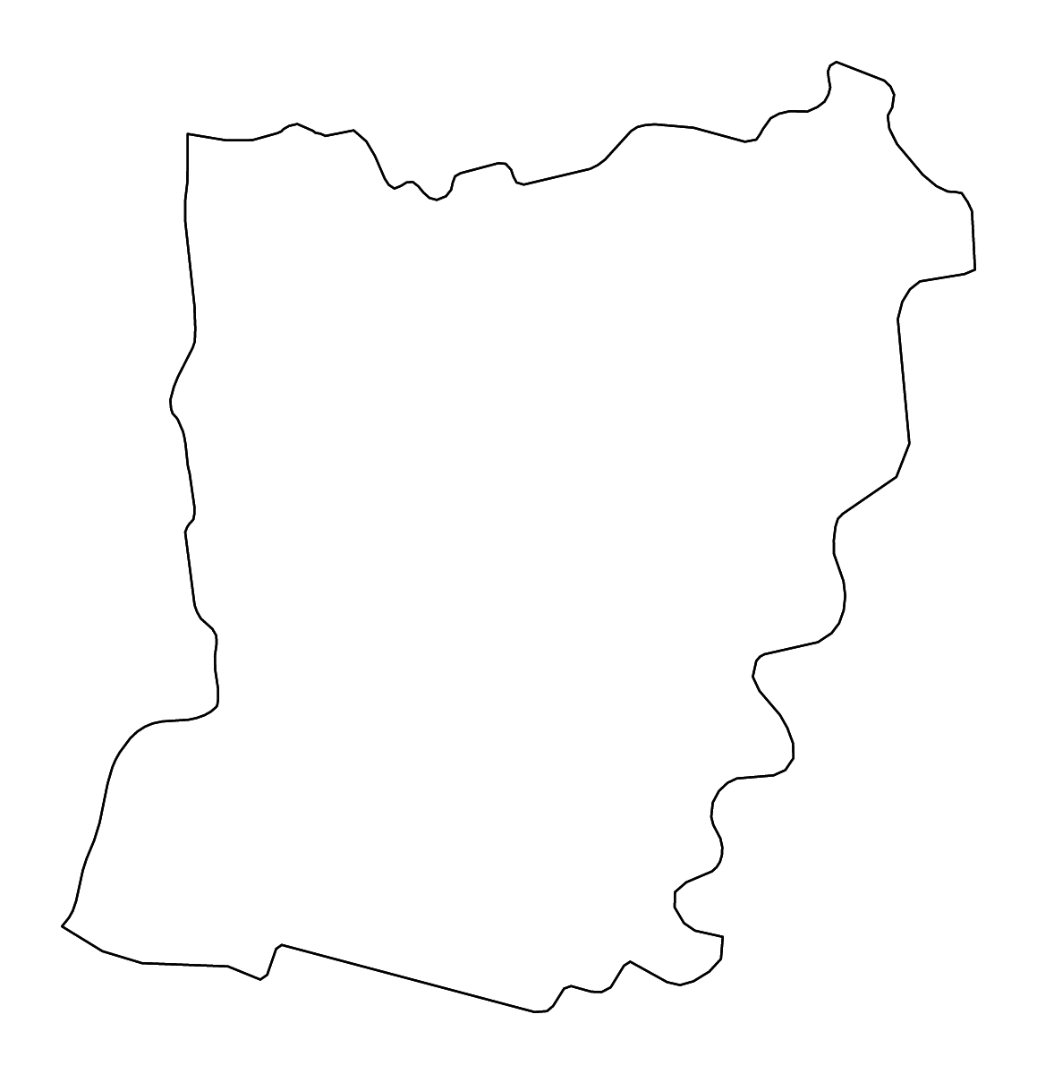 Outline map of Mayenne Metropolitan department, France with rivers.