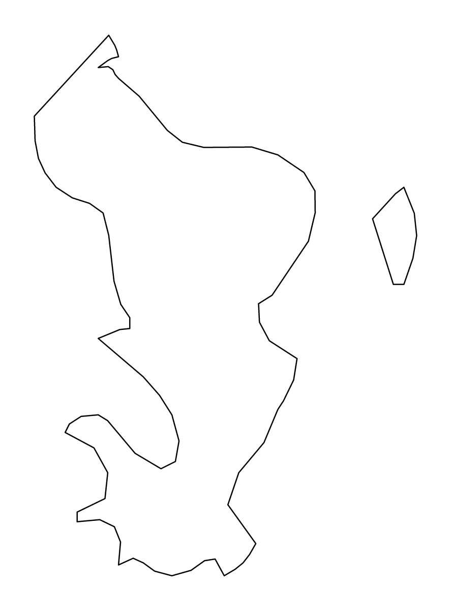 Outline map of Mayotte Overseas department, France.
