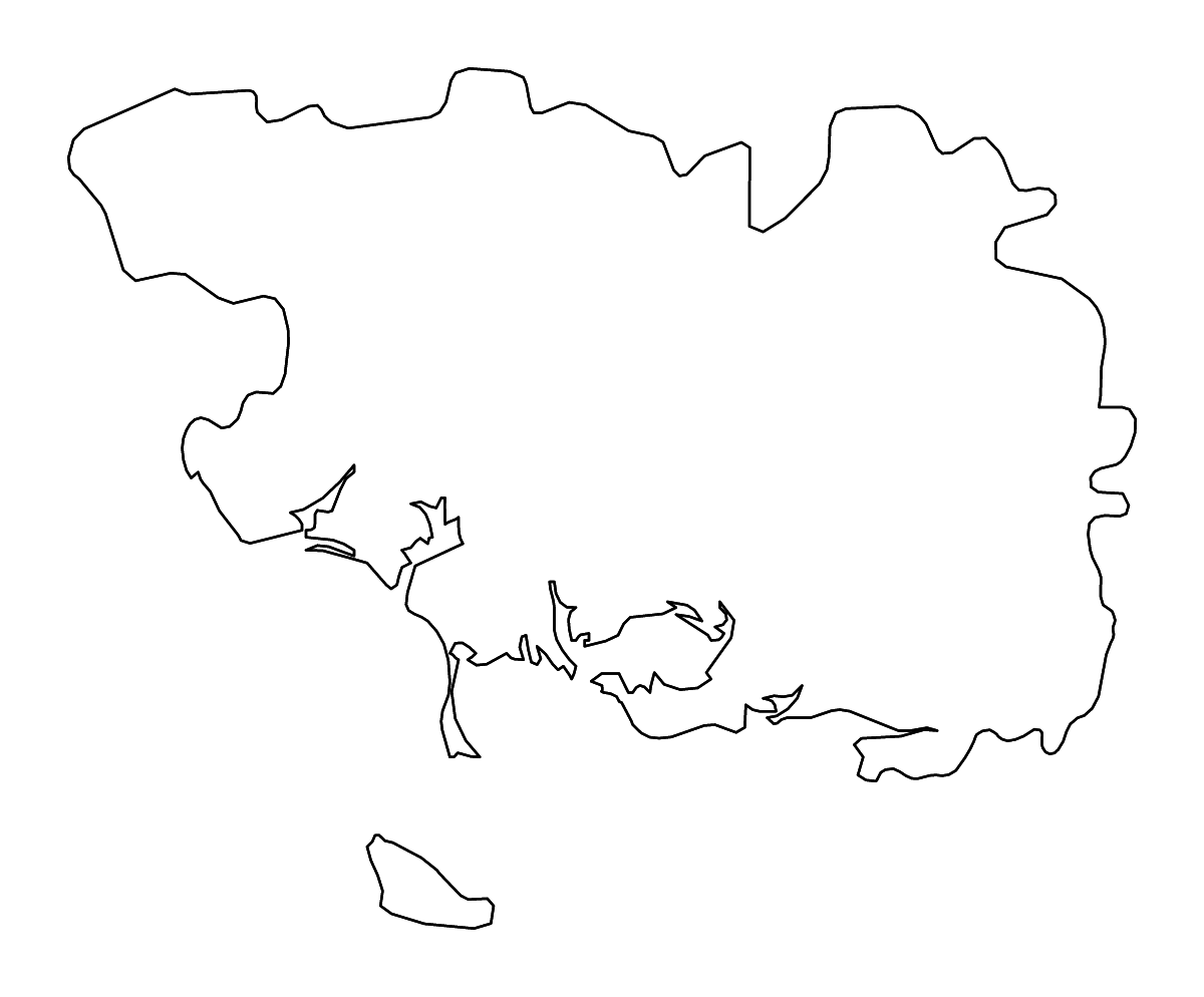 Outline map of Morbihan Metropolitan department, France with rivers.