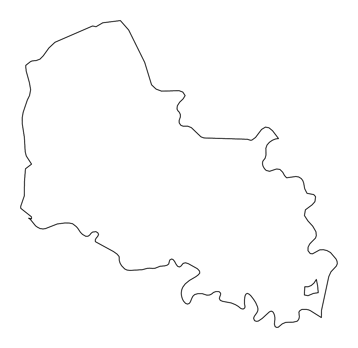 Outline map of Pas-de-Calais Metropolitan department, France with rivers.