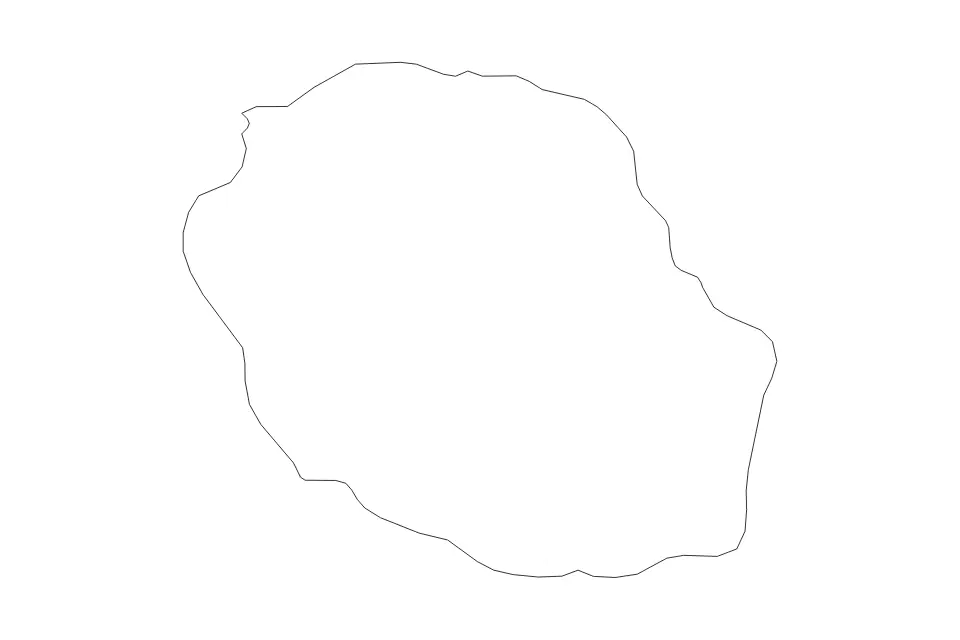 Mapa de Réunion, France de tipo contorno para Europa, con contorno con límites limpios.