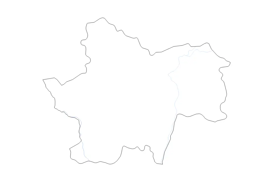 Outline map of Saône-et-Loire Metropolitan department, France with subdivision borders and rivers.