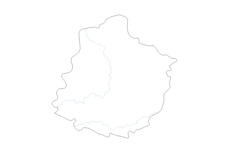 Mapa de Sarthe, France de tipo contorno y ríos para Europa, con contorno y ríos con límites limpios.