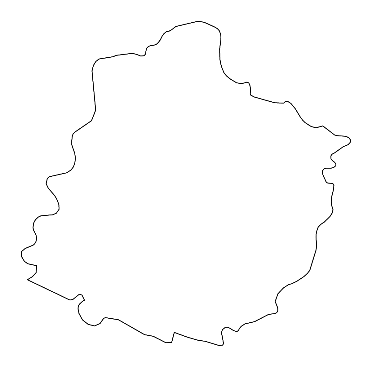 Outline map of Sarthe Metropolitan department, France with rivers.