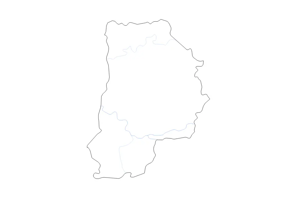 Outline map of Seine-et-Marne Metropolitan department, France with subdivision borders and rivers.