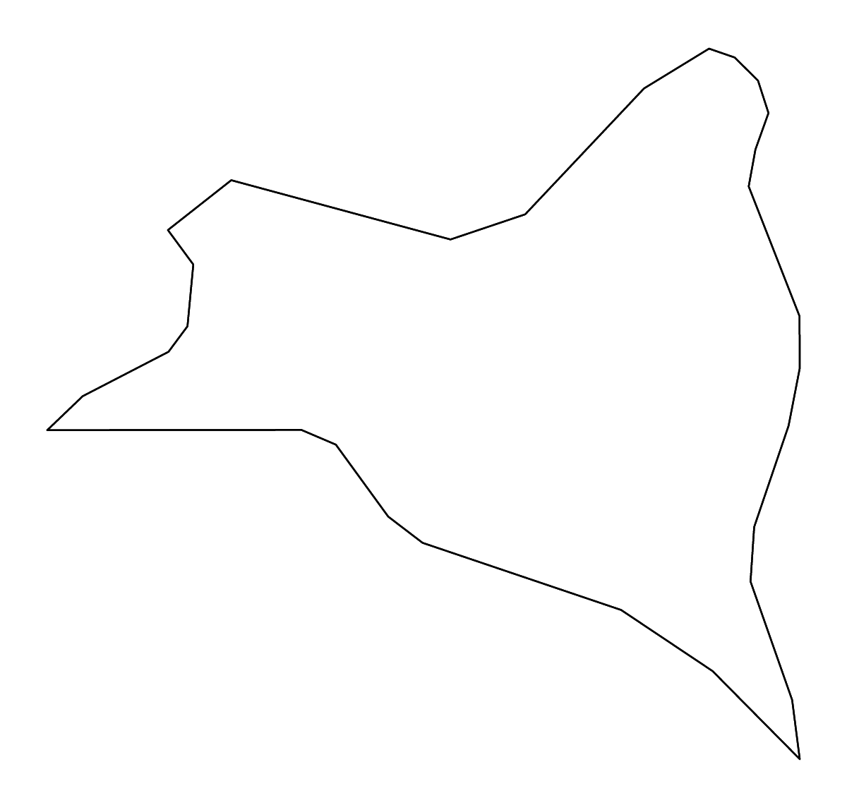 Mapa de contorno de Seine-Saint-Denis, France con ríos.