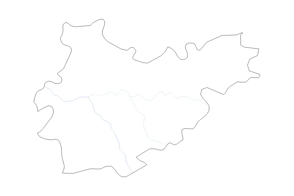 Outline map of Tarn-et-Garonne Metropolitan department, France with subdivision borders and rivers.