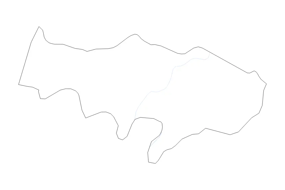 Outline map of Val-d'Oise Metropolitan department, France with subdivision borders and rivers.