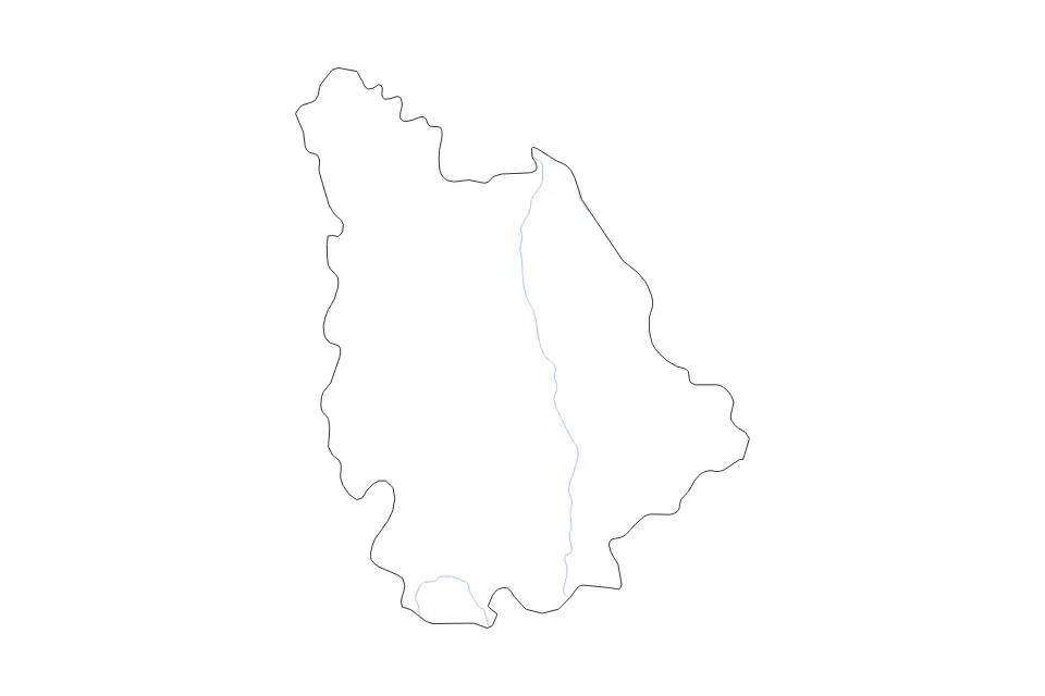 Carte de Vienne, France de type contour et rivières pour Europe, montrant contour et rivières avec des limites nettes.