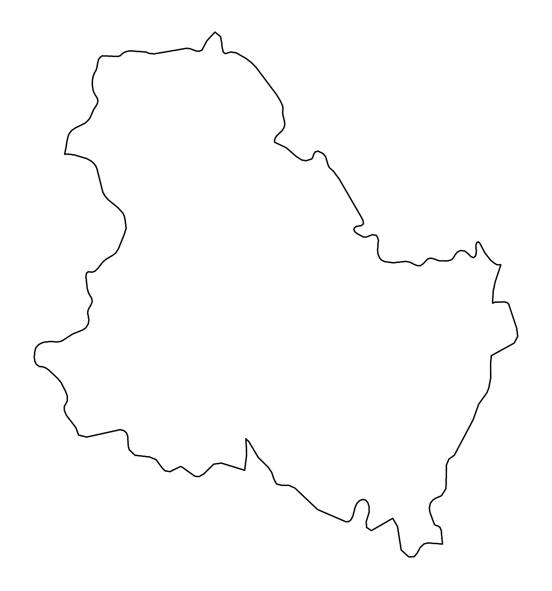 Outline map of Yonne Metropolitan department, France with rivers.