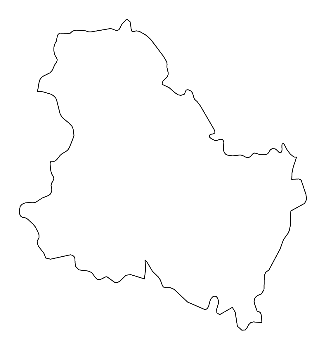 Mapa de contorno de Yonne, France con ríos.