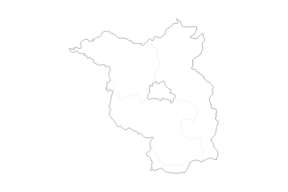 Mapa de Brandenburg, Germany de tipo contorno y ríos para Europa, con contorno y ríos con límites limpios.