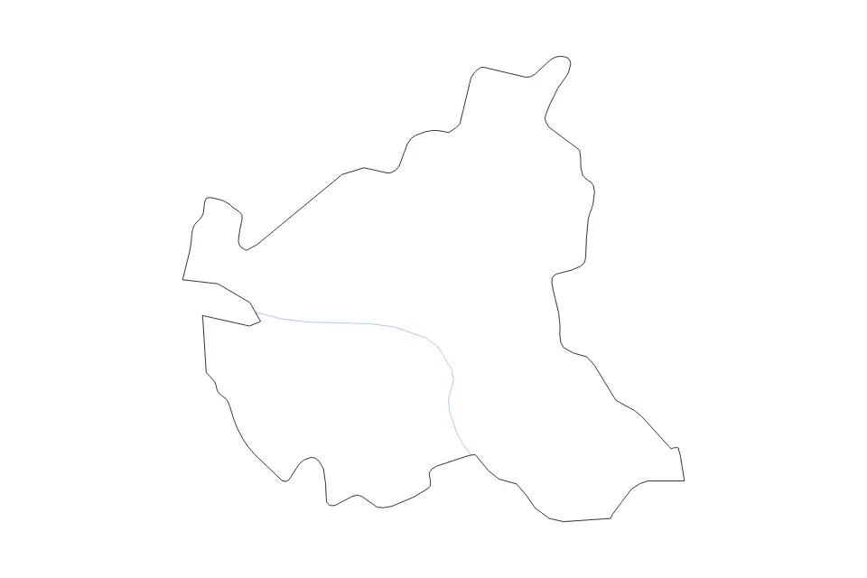 Outline map of Hamburg, Germany with subdivision borders and rivers.