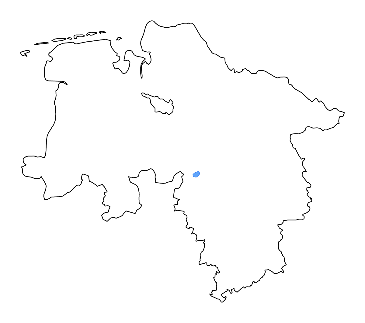 Carte de contour de Lower Saxony, Germany avec lacs et rivières.