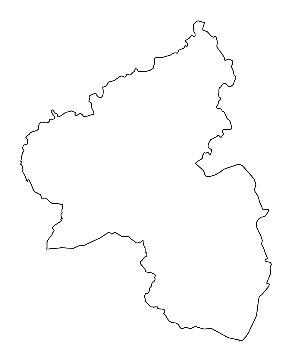 Outline map of Rhineland-Palatinate, Germany with rivers.