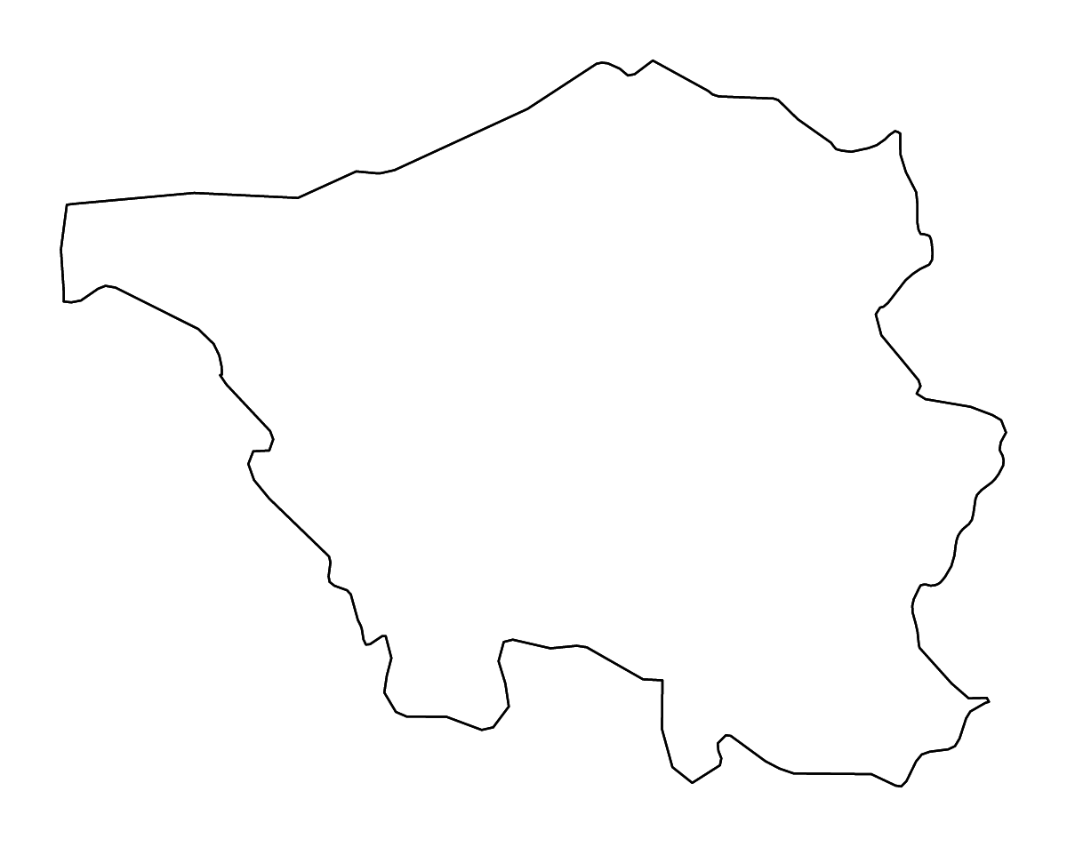 Mapa de contorno de Saarland, Germany con ríos.