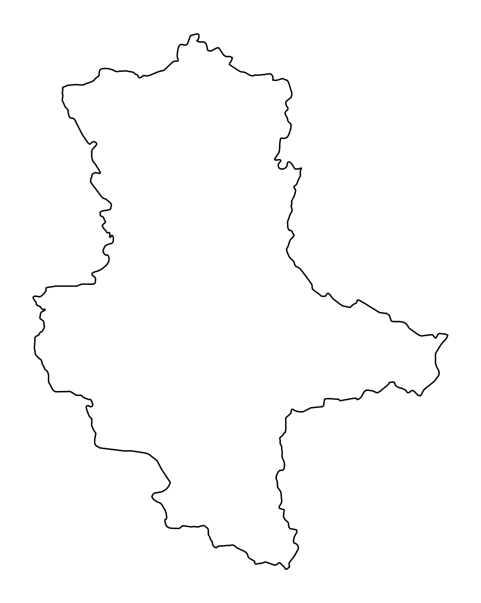 Mapa de contorno de Saxony-Anhalt, Germany con ríos.