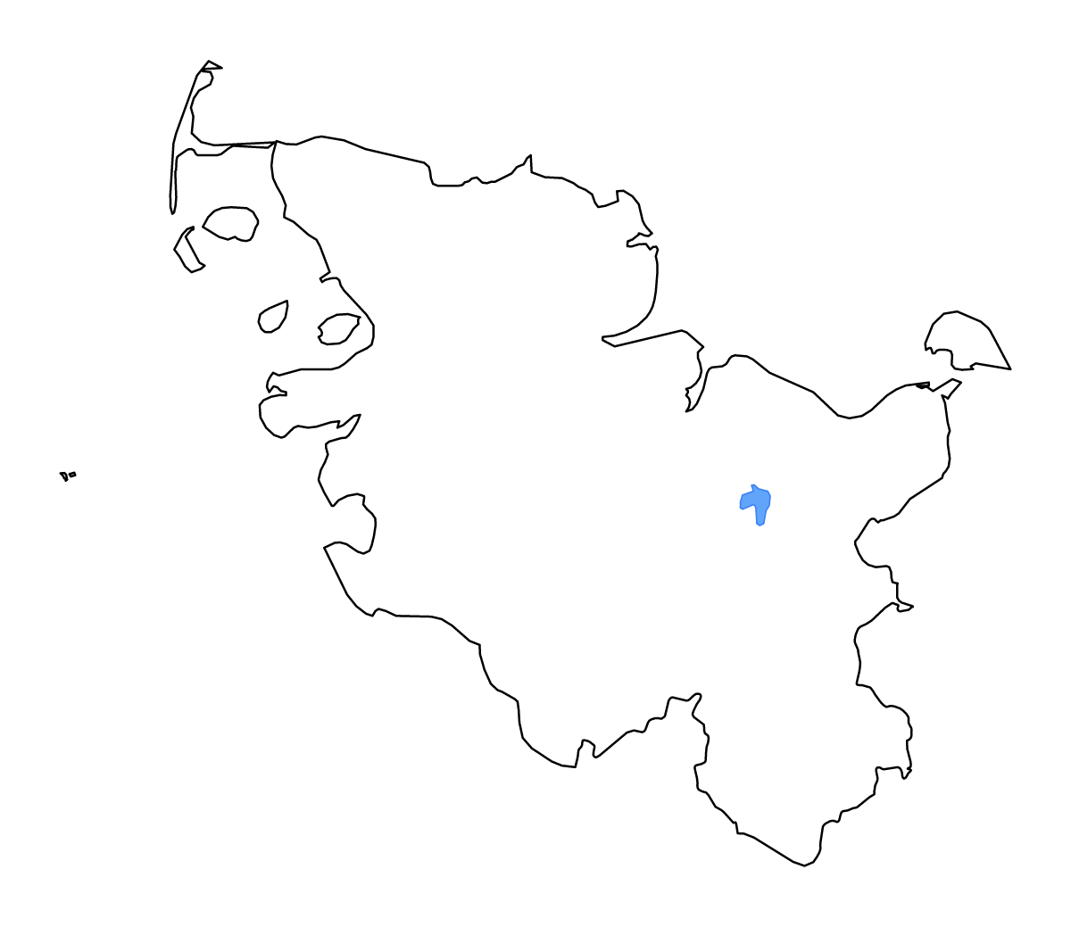 Mapa de contorno de Schleswig-Holstein, Germany con lagos y ríos.