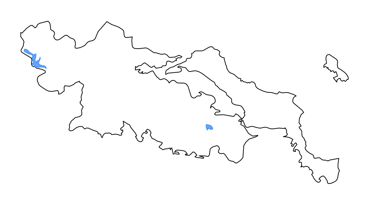 Outline map of Central Greece, Greece with lakes and rivers.