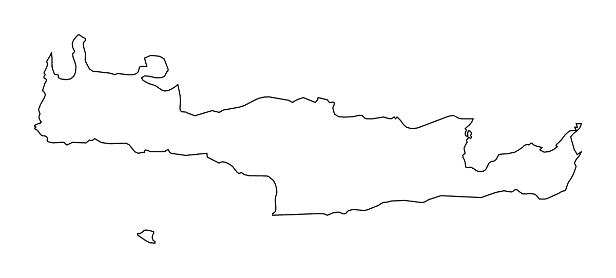 Outline map of Crete, Greece.