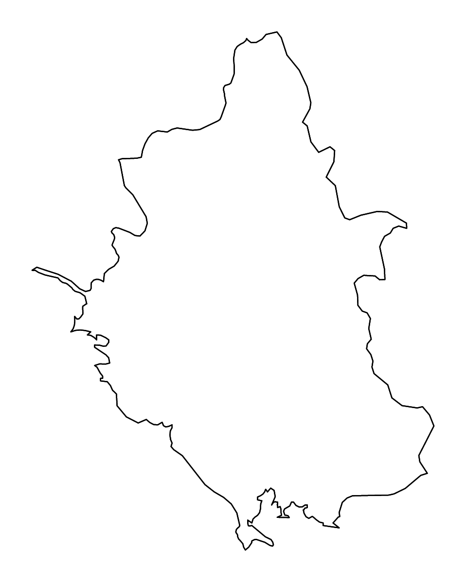 Outline map of Epirus, Greece with rivers.