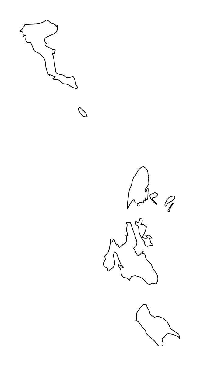 Outline map of Ionian Islands, Greece.