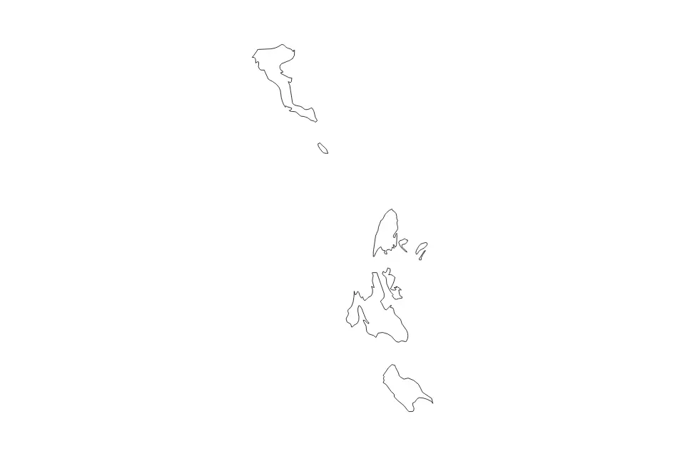 Mapa de Ionian Islands, Greece de tipo contorno para Europa, con contorno con límites limpios.