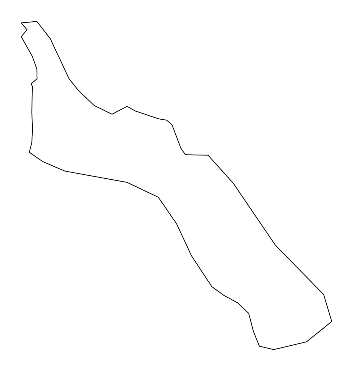 Outline map of Mount Athos Autonomous Monastic State, Greece.