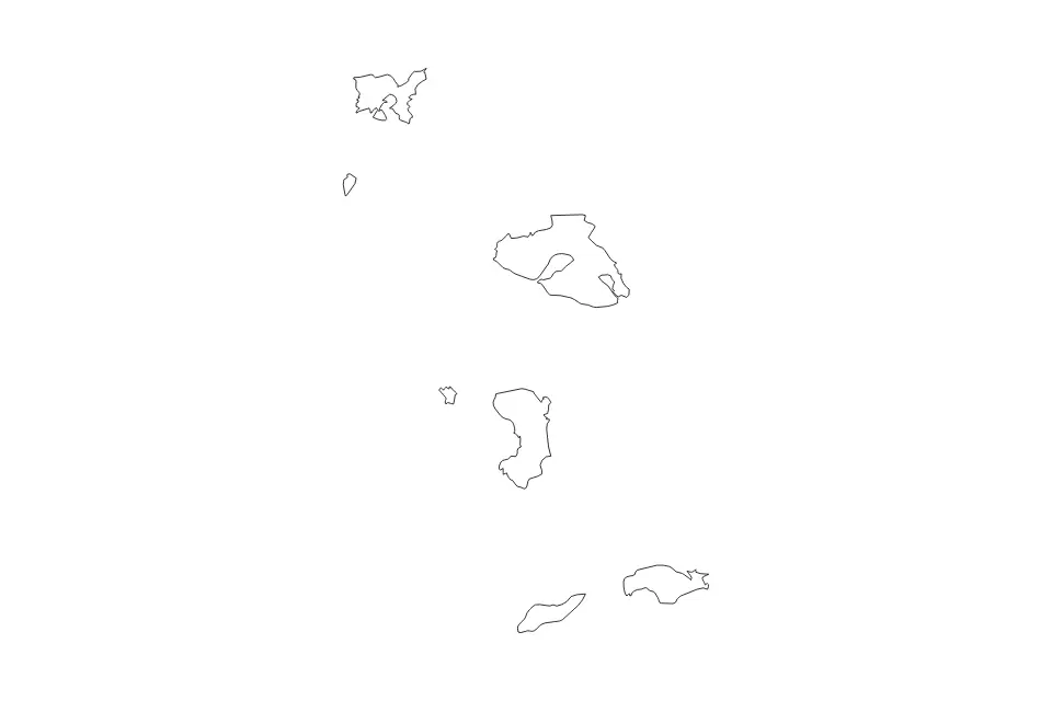 Outline map of North Aegean, Greece with subdivision borders.