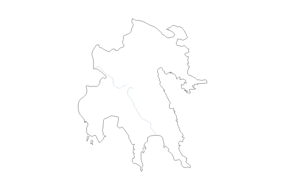 Mapa de Peloponnese, Greece de tipo contorno y ríos para Europa, con contorno y ríos con límites limpios.