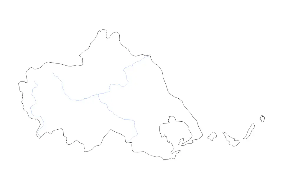 Carte de Thessalia, Greece de type contour et rivières pour Europe, montrant contour et rivières avec des limites nettes.