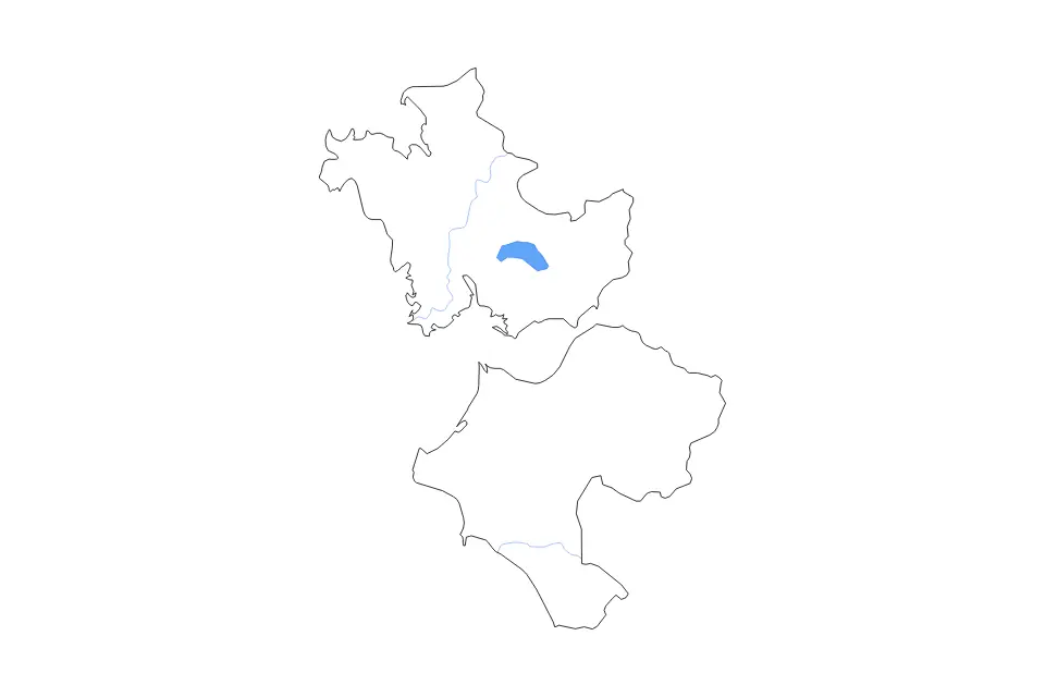 Carte de West Greece, Greece de type contour, lacs et rivières pour Europe, montrant contour, lacs et rivières avec des éléments hydrographiques comme Límni Trichonída.