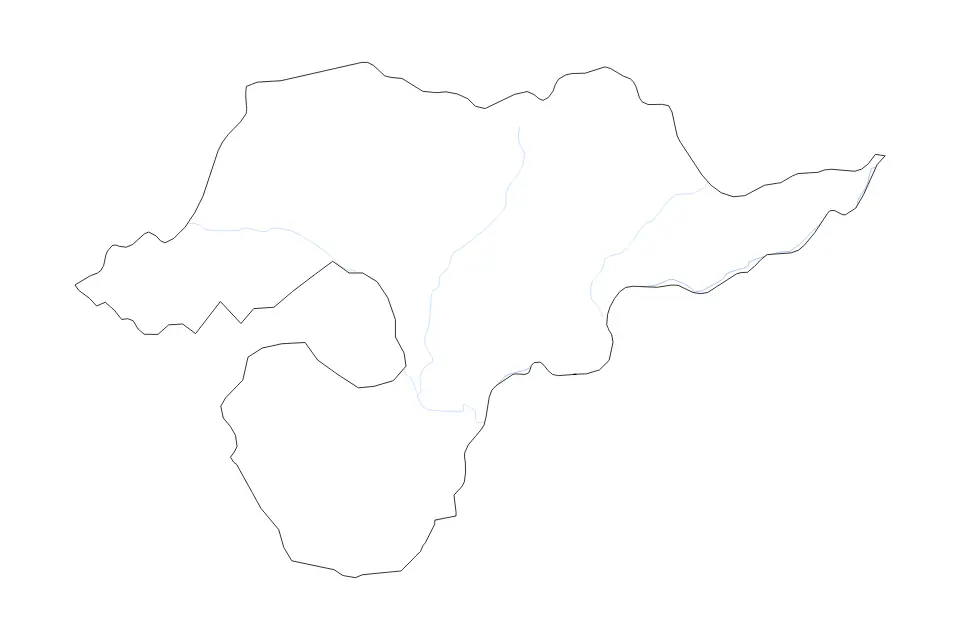 Outline map of Borsod-Abaúj-Zemplén County, Hungary with subdivision borders and rivers.