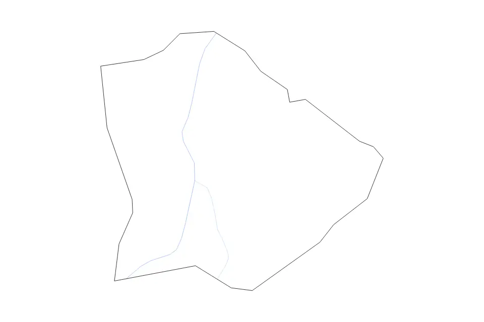 Outline map of Budapest Capital City, Hungary with subdivision borders and rivers.