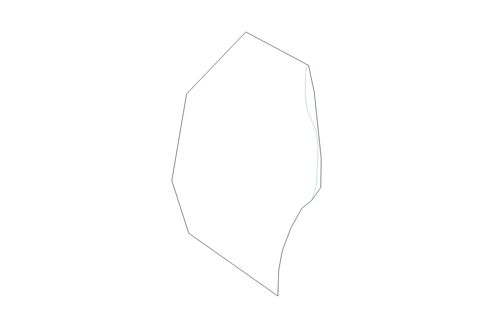 Outline map of Dunaújváros Urban county, Hungary with subdivision borders and rivers.
