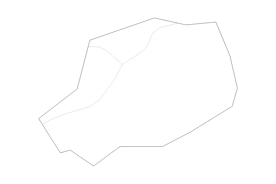 Outline map of Győr Urban county, Hungary with subdivision borders and rivers.