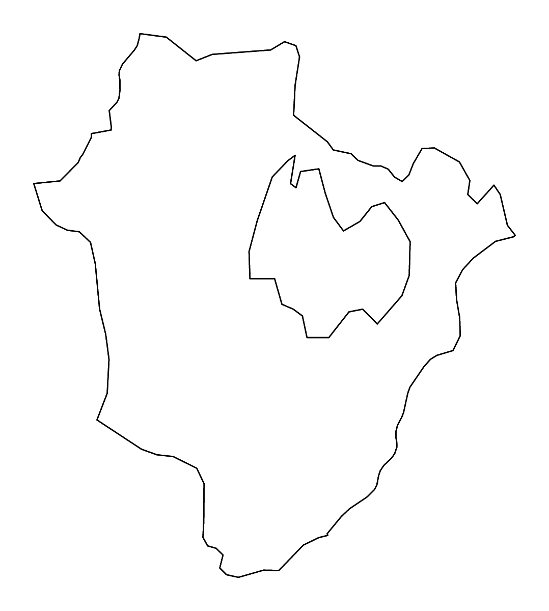 Outline map of Hajdú-Bihar County, Hungary with rivers.