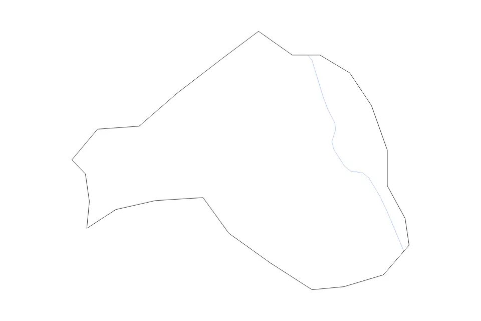 Outline map of Miskolc Urban county, Hungary with subdivision borders and rivers.