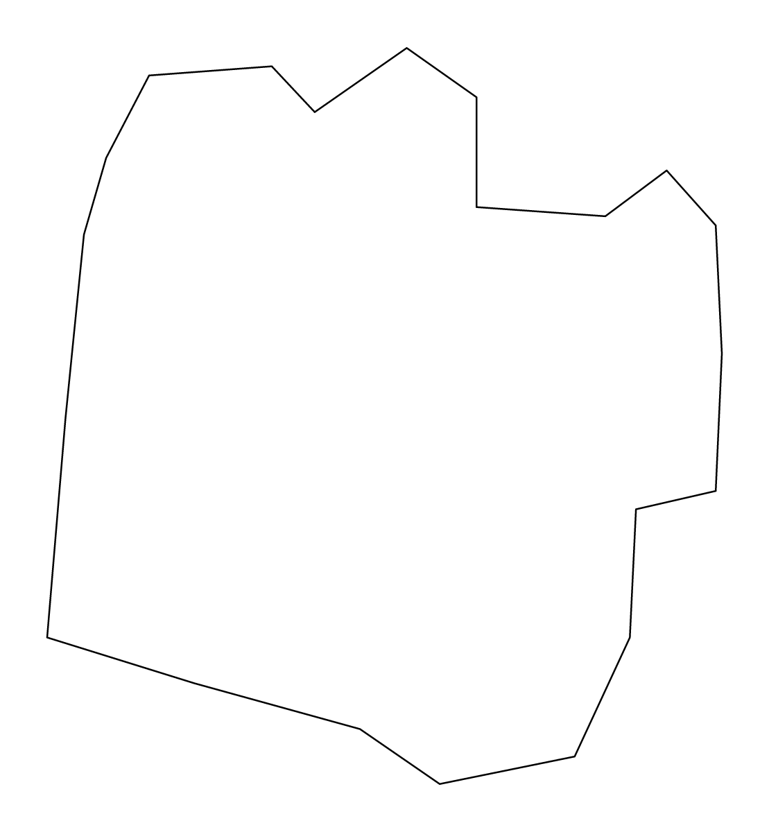 Outline map of Nyíregyháza Urban county, Hungary.